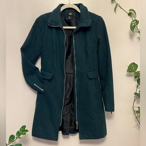 Green H&M zip up peacoat